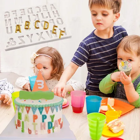 Stampo in Silicone per Fondente con Lettere Numeriche Decorazione Torta Fai da Te Festa di Compleanno Cioccolato Pasticceria