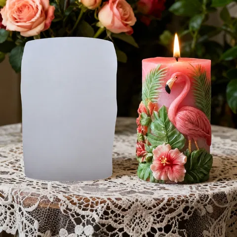 Flamingo In Reliëf Siliconen Kaarsvorm DIY Aromatherapie Gips Epoxyhars Gietvorm Flexibele Anti-Aanbak Knutselvorm