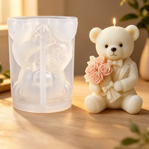 Hochzeit Bär Silikonform DIY Handgemachte Aroma Kerze Gips Ornament Herstellungswerkzeug Süße Cartoon Kuchen Fondant Backform