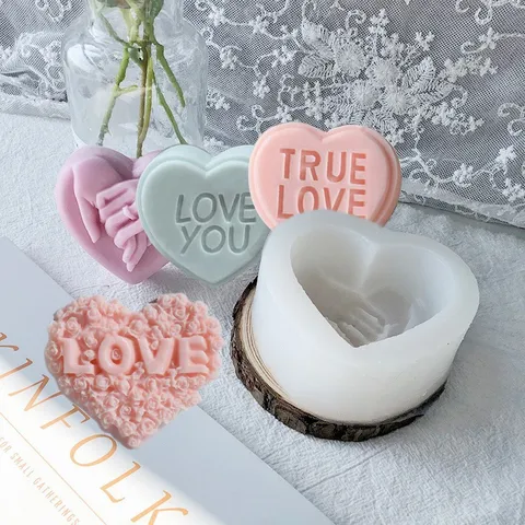 Valentinstag Herz Liebesbrief Silikon Kuchenform DIY Aromatherapie Kerze Harz Ton Backform Fondant Werkzeug
