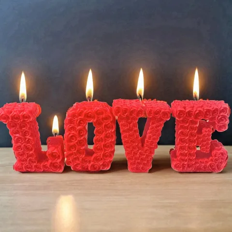 DIY Liebe Rose Blume Silikon Kerzenform 3D Herz Buchstabe Aroma Gips Seife Schokolade Kuchen Backform Valentinstag Geschenk