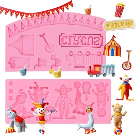 Silikon Fondant Form Zirkus Tier Clown Elefant Delphin Schokolade Kuchen Dekorationswerkzeug