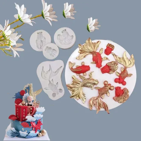 Goldfisch Karpfen Silikon Fondant Form DIY Kuchen Backwerkzeug Für Schokolade Geburtstag Torte Dekoration Harz Handwerk Form