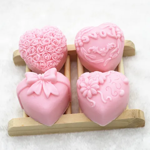 DIY Herz Silikon Form Rosenblume Liebe Fondant Kuchen Backform Duftkerze Seife Herstellung Form Küchenwerkzeug