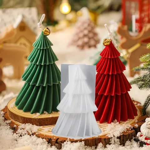 Faltbarer Weihnachtsbaum Silikonform 3D Aroma Kerze Gips Harz Herstellung DIY Backen Kuchenform Heimdekoration Handwerk