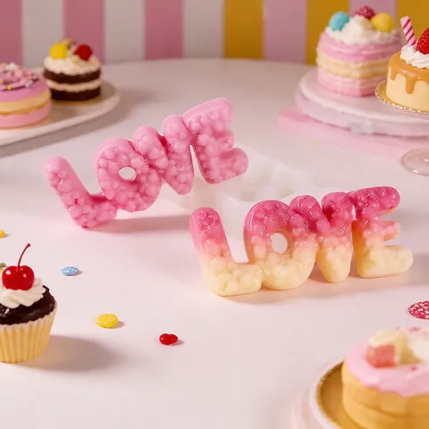 Letter LOVE Fruit In Reliëf Siliconen Mal DIY Bakken Fondant Snoep Chocolade Mal Ambacht Kaars Maken Hulpmiddel