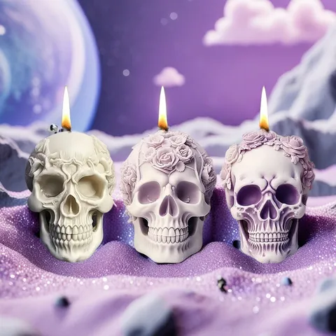 3D Retro Rosen Totenkopf Silikonform Halloween Gothic Duftkerze Gips Ornament Herstellung DIY Handwerksform