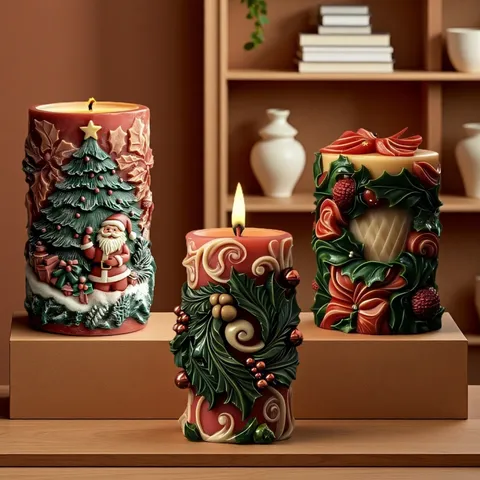 Weihnachtsserie Aromatherapie Kerze Silikonform DIY Gips Ornament Weihnachtsbaum Weihnachtsmann Form