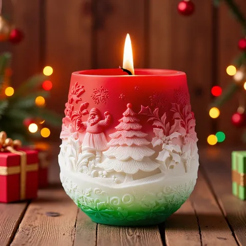 Christmas Series Relief Jar Silicone Mold DIY Scented Candle Gypsum Pot Mold Craft Making Mold
