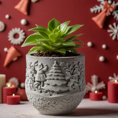 Christmas Series Relief Jar Silicone Mold DIY Scented Candle Gypsum Pot Mold Craft Making Mold