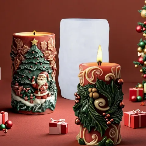 Weihnachtsserie Aromatherapie Kerze Silikonform DIY Gips Ornament Weihnachtsbaum Weihnachtsmann Form