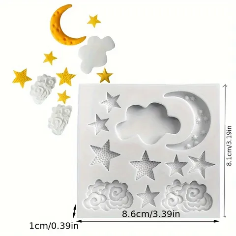 Stern Mond Gesicht Silikon Kuchenform DIY Schokolade Fondant Backform Küchenwerkzeug Weiches Harz Handwerk Form
