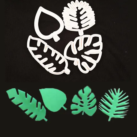 Plastic Monstera Leaf Fondant Cake Cookie Mold Tropical Leaves Biscuit Embosser Baking DIY Kitchen Craft Tool
