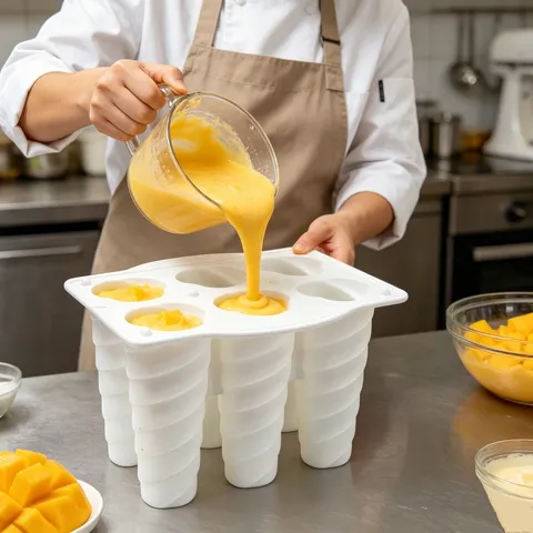 6 Hohlraum Sternfrucht Spirale Eiscreme Silikonform DIY Eis am Stiel Form Mit Deckel Lebensmittelechtes Küchen Backwerkzeug