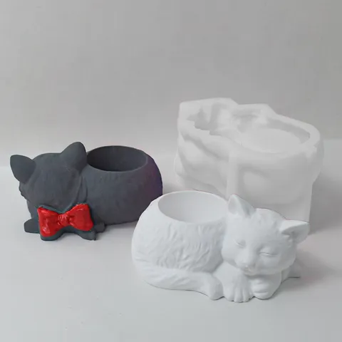 Schlafende Katze Silikonform DIY Beton Gips Harz Handwerk Stifthalter Aufbewahrung Form Niedlich Tier Silikonformen Heimdekoration