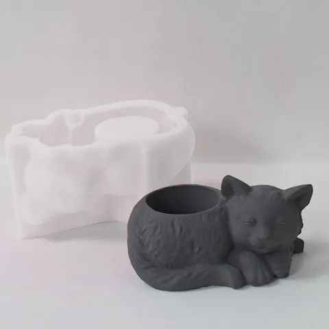 Schlafende Katze Silikonform DIY Beton Gips Harz Handwerk Stifthalter Aufbewahrung Form Niedlich Tier Silikonformen Heimdekoration
