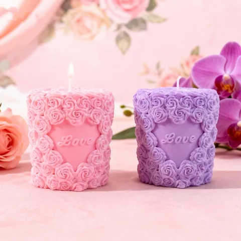 Valentinstag Rose Geprägt Herz Zylindrisch Duftkerze Form DIY Silikon Seife Form Handwerk Form