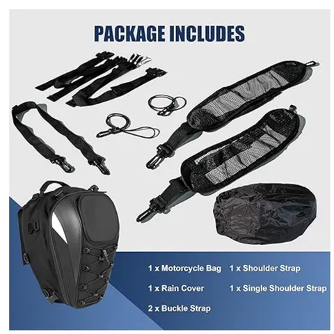 Borsa per Casco da Sedile Posteriore per Moto Impermeabile Grande Capacità Zaino da Ciclismo in Nylon Attrezzatura da Viaggio