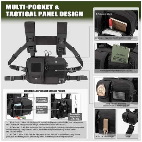 Tactical Chest Bag And Hydration Backpack Combo Molle Vest For Hiking Cycling