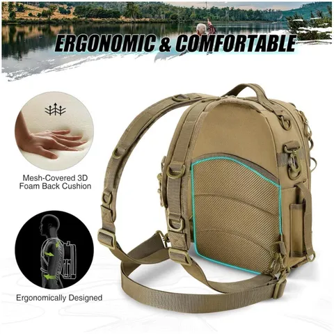 Tactical Fishing Backpack Oxford Cloth Large Capacity Outdoor Cycling Hiking Molle Bag Multi-Function Sports Bag