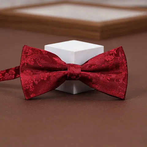 Classic Brocade Jacquard Wedding Business Bow Tie Adjustable Pre-Tied Neckwear For Formal Suit And Tuxedo Accessories