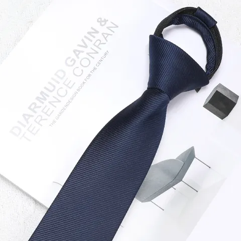 Men Women Fashion Short Zipper Necktie Striped Business Casual Pre Tied Tie Easy Pull Neckwear