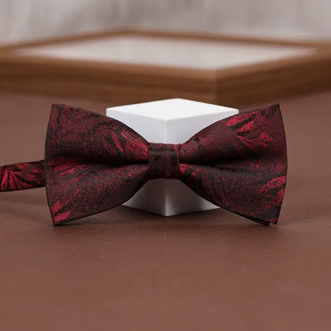 Men's Business Retro Bow Tie Yarn-Dyed Jacquard Double-Layer Striped Floral Suit Shirt Bowtie Fashion Neckwear