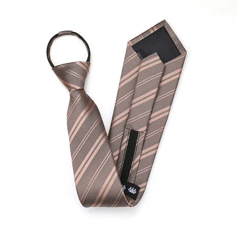 Men Women Business Zipper Pre-Tied Necktie Narrow Solid Striped Floral Polyester Wedding Formal Suit Tie