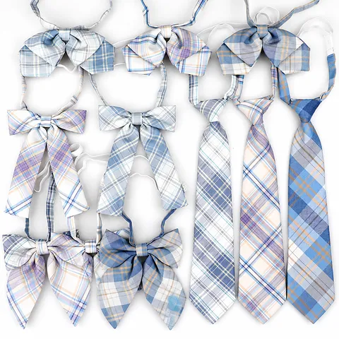 Corbata de Cuadros Azules Estilo Universitario Uniforme JK Japonés Lindo Lazo de Estudiante Cinta Accesorio de Cuello de Moda