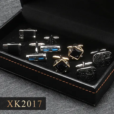Boutons de Manchette Français pour Hommes Ensemble Boîte Cadeau Cuivre Métal Costume d'Affaires Chemise Boutons de Manchette Accessoires de Bijoux de Mode