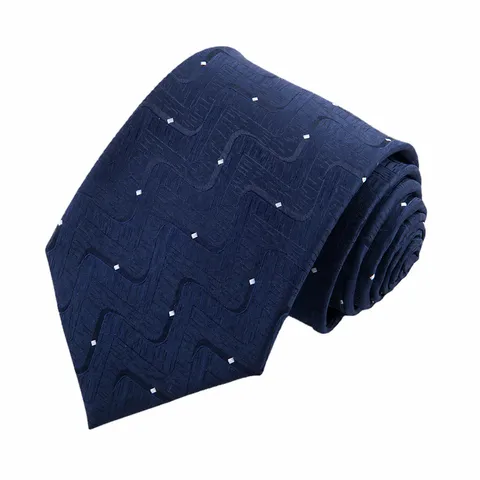 Men's Business Necktie Wavy Polka Dot Pattern Silk Polyester Formal Neck Wear For Wedding Office Suit Party