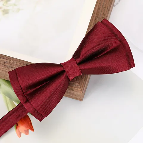 Classic Polyester Silk Bow Tie Solid Color Striped Jacquard Pre-Tied Bowtie For Men Women Wedding Business Party Formal Suit