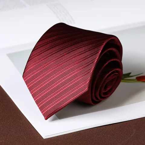 Men Silk Feel Polyester Necktie Classic Striped Business Wedding Suit Neck Tie Hand-Tied Formal Neckwear