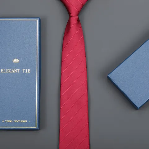 Men Formal Business Tie Burgundy Blue Zipper Style Groom Wedding Necktie With Long Gift Box Polyester Silk