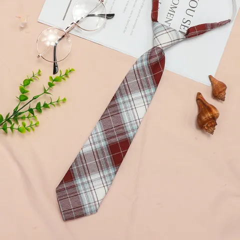 JK Uniform Necktie British Plaid Pre-Tied Lazy Neck Wear Student Daily Casual Fashion Clothing Accessories