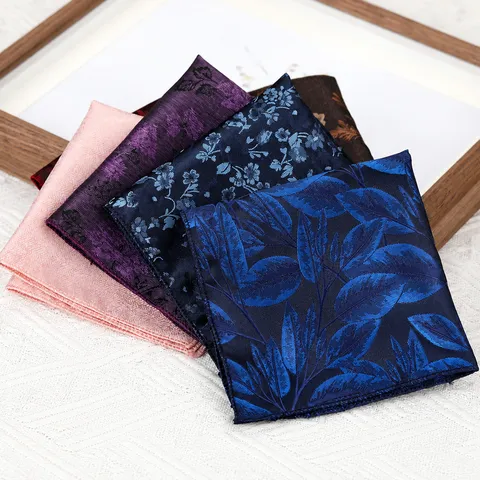 Vintage Floral Men Pocket Square Business Wedding Suit Hanky Polyester Pocket Handkerchief Accessories