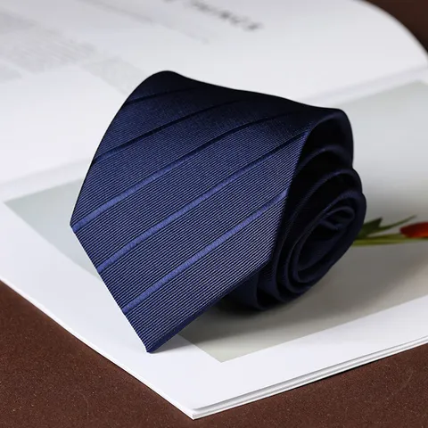 Men Silk Feel Polyester Necktie Classic Striped Business Wedding Suit Neck Tie Hand-Tied Formal Neckwear