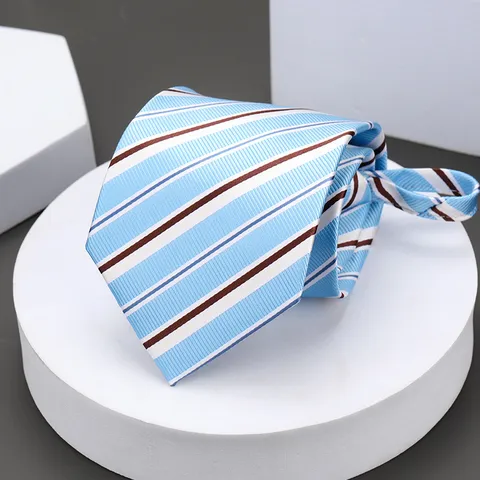 Men's Business Formal Zipper Necktie Classic Striped Plaid Neckwear For Wedding Office Professional Suit Dress Tie