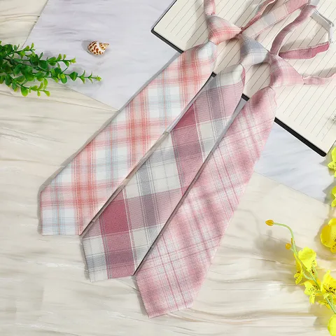 Japanese Pre Tied Plaid Necktie Women Men College Style JK Uniform Shirt Bow Tie Fashion Student Neck Tie