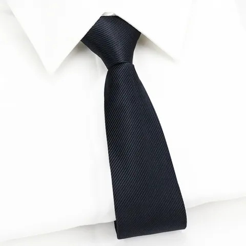 Men's Business Zipper Necktie Fine Stripe Polyester Formal Suit Cravat Administrative Style For Professional Wear