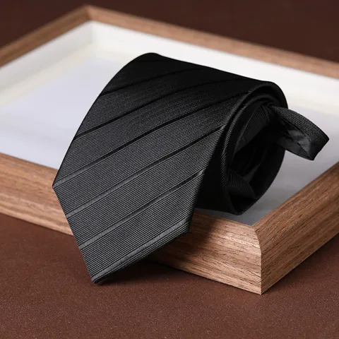 Men's Zipper Tie Business Formal Wine Red Twill Lazy Necktie Wedding Groom Neckwear Easy Pull Stripe Fashion Accessories