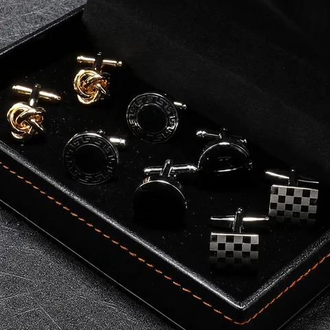 Men French Cufflinks Copper Cuff Links Geometric Design Business Wedding Dress Shirt Cufflinks Gift Packaging