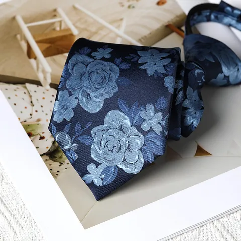 Men Women Retro Floral Pattern Business Wedding Zipper Tie Fashion Jacquard Suit Necktie Formal Apparel Accessory
