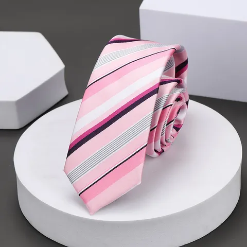Men's Business Formal Striped Necktie Narrow Jacquard Silk Feel Neck Tie For Wedding Party Office Wear