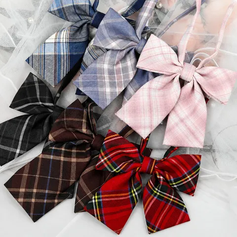 JK Style Japonais Ruban Carreaux Nœud Papillon Preppy Doux Accessoire de Col Femmes Uniforme de Marin Chemise Décoratif Tour de Cou