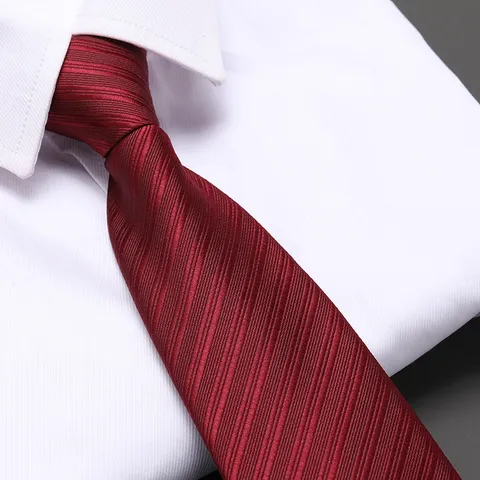 Men's Business Wedding Zipper Necktie Red Jacquard Formal Suit Neck Tie Convenient Zipper Design Party Apparel