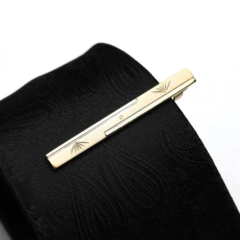 Men's Business Formal Gold Tie Clip Metal Geometric Pattern Tie Pin Gift Box Set Fashion Accessories
