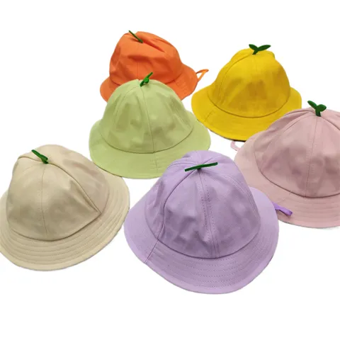 Cute Kids Sprout Leaf Bucket Hat Sun Protection Cotton Fisherman Hat For Toddlers Boys Girls Outdoor Sunshade Cap Accessory