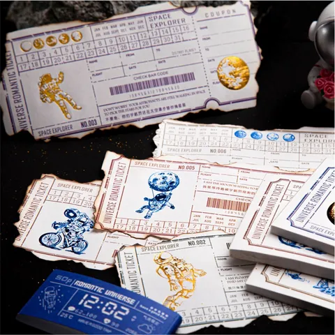 Vintage Space Astronaut Hot Stamping Memo Pad Retro Ticket Material Paper Creative Stationery Note Pad