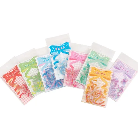 Schattige Lint Strik PET Sticker Pak Creatieve Kleurrijke Journaal Materialen DIY Decoratieve Stickers Voor Scrapbooking Planner